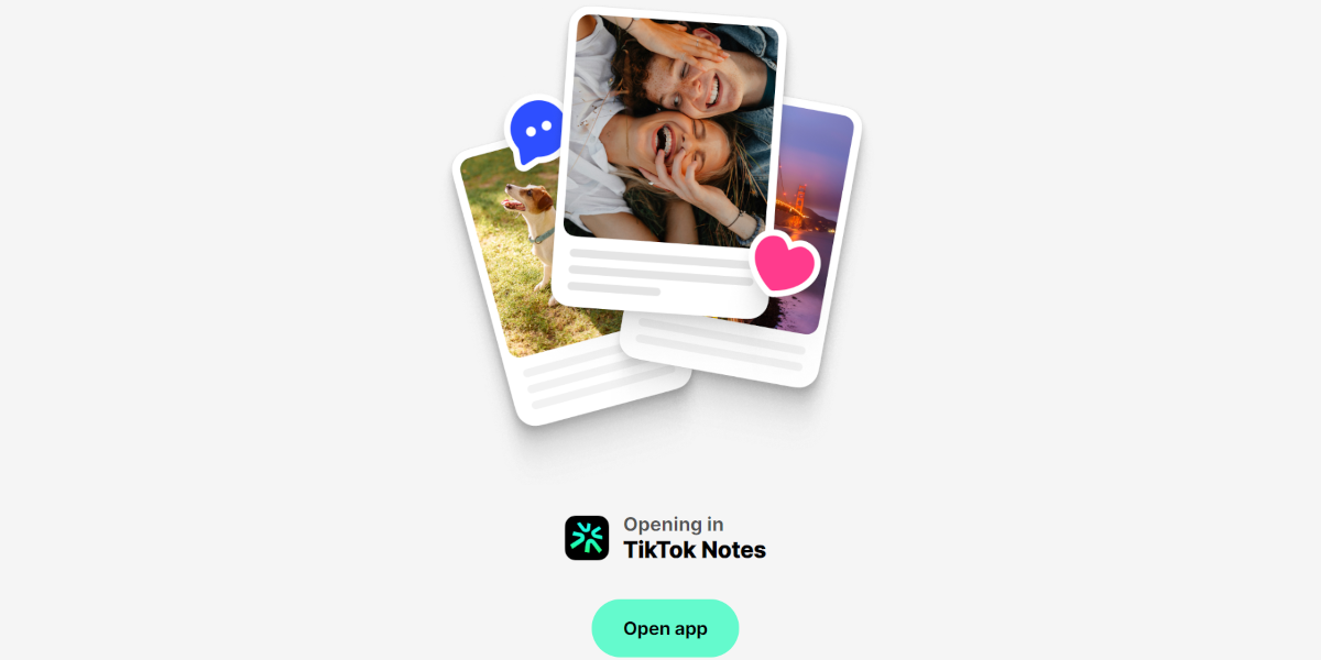 TikTok Notes schermata iniziale